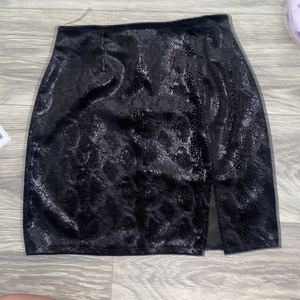 Black snake print mini skirt